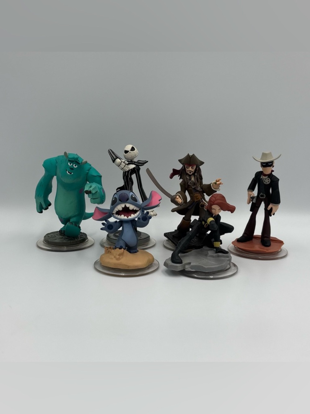 RARE Disney Infinity Toy Lot- Sully Stitch Jack Skeleton & Sparrow Lone Ranger
